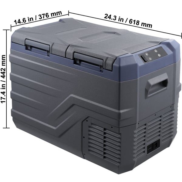 Auton jääkaappi, 32 L kaksivyöhykkeinen kannettava pakastin, 61.8x37.6x44.2 cm, säädettävä lämpötila