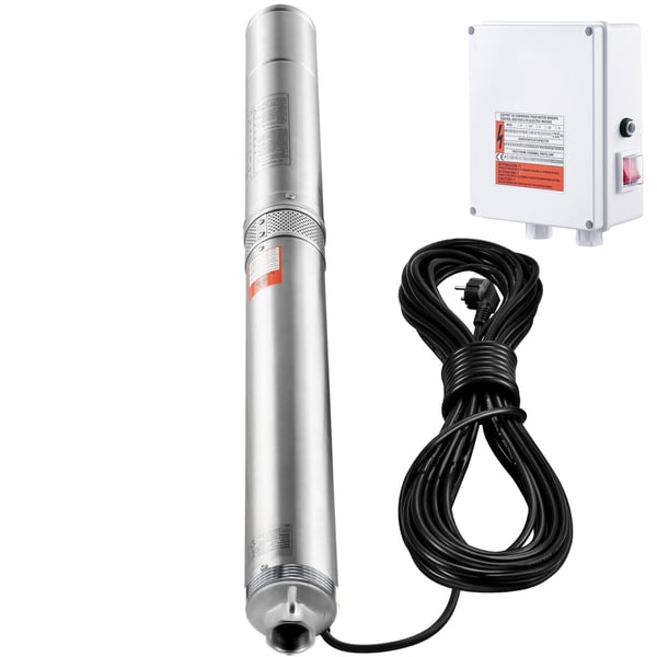 Djupbrunnspump, 2200W, 19,4 m sladd, rostfritt stål, vattenpump