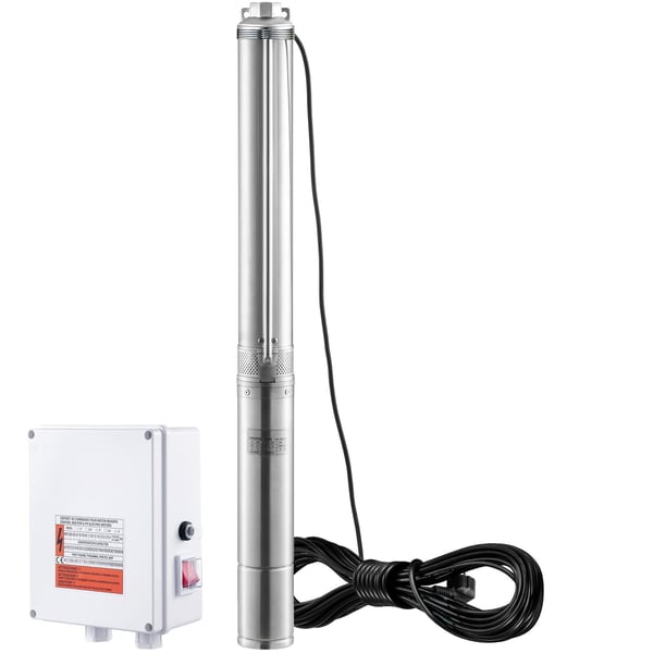 Djupbrunnspump, 2200W, 19,4 m sladd, rostfritt stål, vattenpump