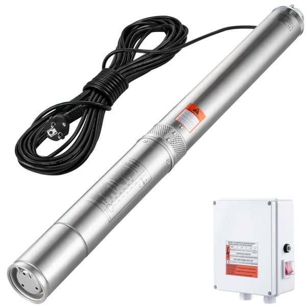 Djupbrunnspump, 2200W, 19,4 m sladd, rostfritt stål, vattenpump