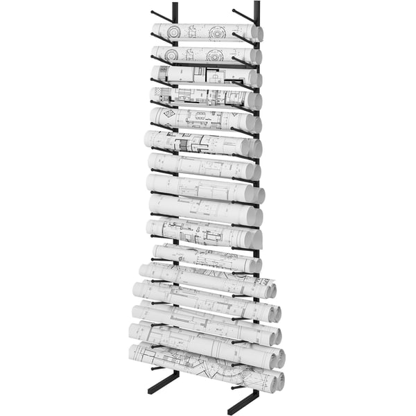 Blueprint-säilytysteline, 54x28.5x212.5 cm, musta, metalli