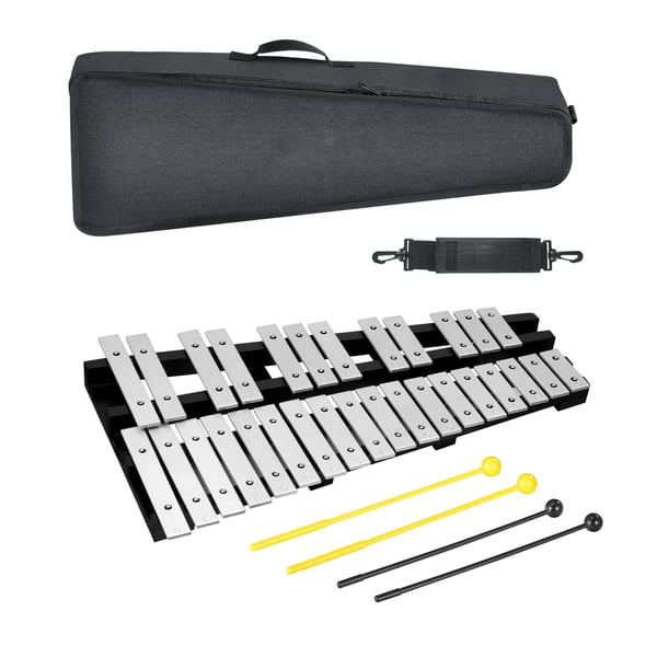 Glockenspiel xylofon, 57x32,5x5 cm, slagtøjsinstrument sæt, aluminium træ