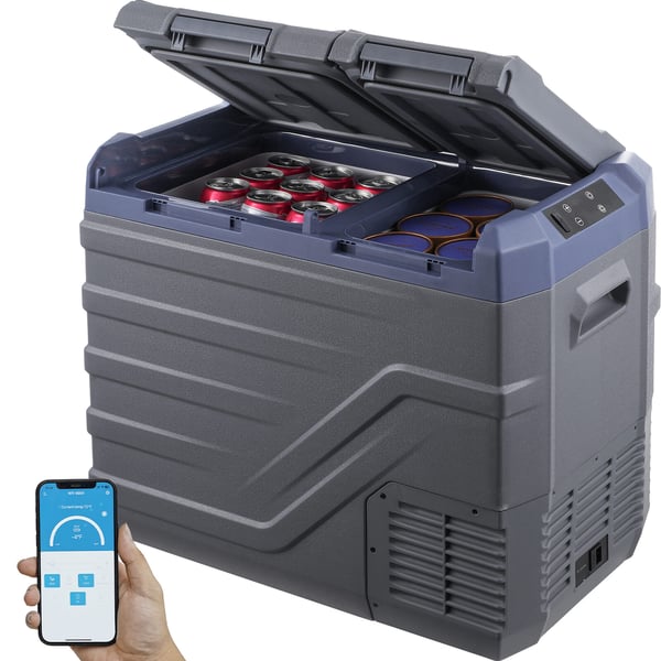 Bilkylar, 40 L dubbelzon portabel frys, 61,8x37,6x51,4 cm, justerbar, förvaring