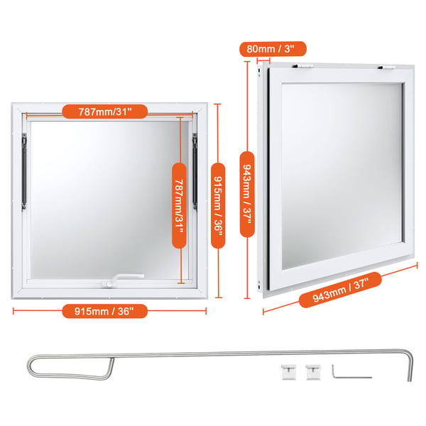 Serveringslucka, 94x94x8 cm, Aluminiumlegering, Matvagn Servicefönster