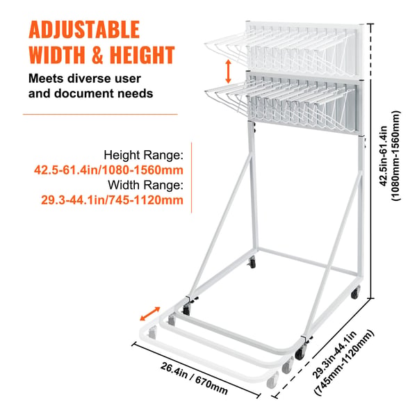 Blueprint Förvaringsställ, Justerbar Höjd & Bredd, 1120x670x1560 mm, Vit, Metall