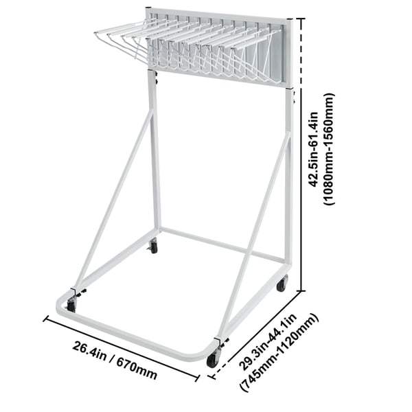 Blueprint Förvaringsställ, Justerbar Höjd & Bredd, 1120x670x1560 mm, Vit, Metall