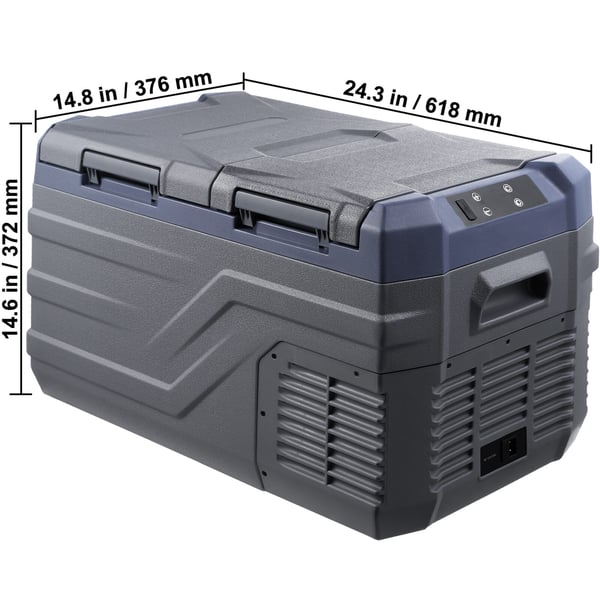 Bil-køleskab, 25 L dobbeltzone bærbar fryser, 61,8x37,6x37,2 cm, justerbart temperaturområde