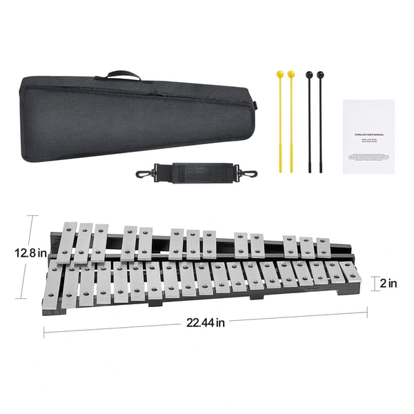 Glockenspiel xylofon, 60,5x35,6x5,5 cm, slagtøjsinstrument sæt