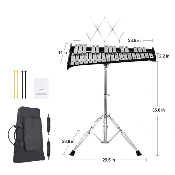 Glockenspiel xylofon, 605x356x55 mm, professionelt slagtøjsinstrument sæt