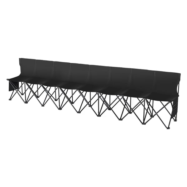 Sammenklappelig bænk, 3150x836x442 mm, Sort, 8-sæders transportabel siddeplads