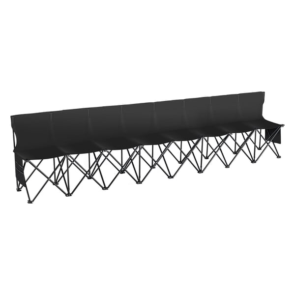 Sammenklappelig bænk, 3150x836x442 mm, Sort, 8-sæders transportabel siddeplads