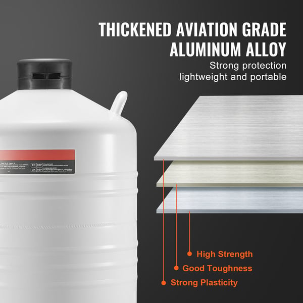 Flydende Nitrogentank 44,9x74,5 cm Aluminiumlegering, kryogen opbevaring