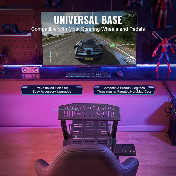 Raceratstativ, 143x64x127 cm, Justerbar, Stål