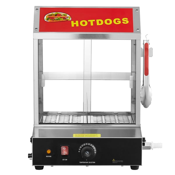 Hotdogdamper, 34,5x38x51 cm, rustfrit stål, elektrisk brødvarmer
