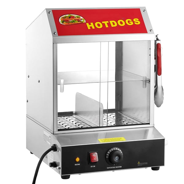 Hotdogdamper, 34,5x38x51 cm, rustfrit stål, elektrisk brødvarmer