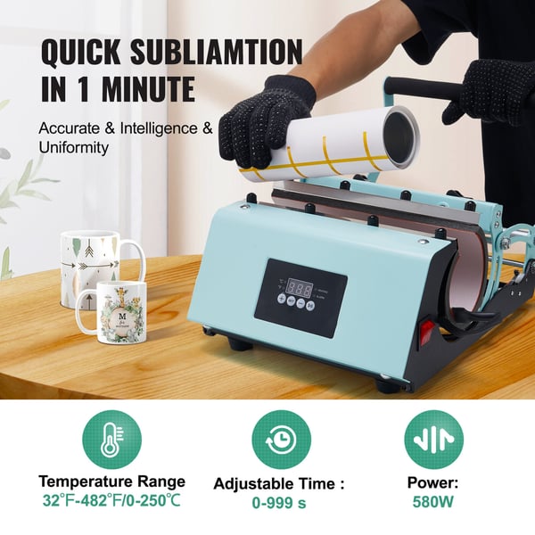 Tumbler-lämpöprässi, 311,8-850,5 g, vihreä, sublimaatio