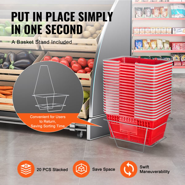 Shoppingkorg Set, 42x30x21 cm, Röd, Plast