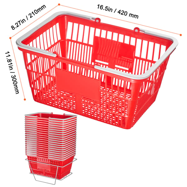 Shoppingkorg Set, 42x30x21 cm, Röd, Plast