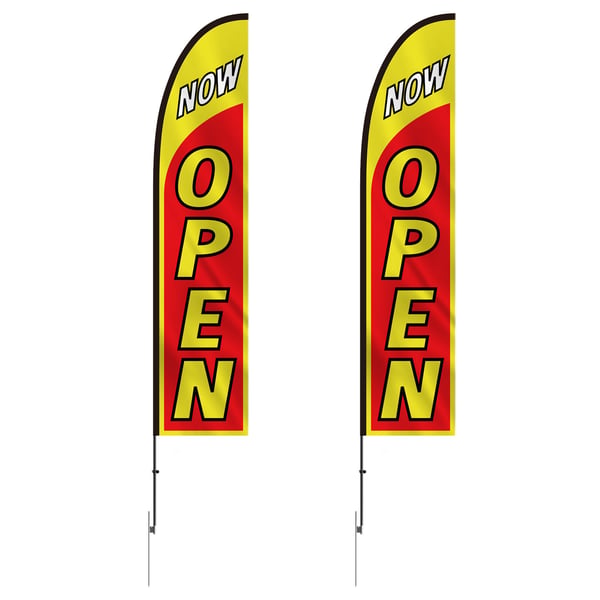 Reklamfjäderflaggsats, 340x80 cm, Open, Aluminium, Utomhus