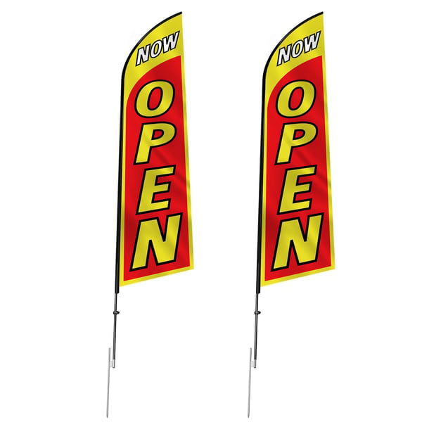 Reklamfjäderflaggsats, 340x80 cm, Open, Aluminium, Utomhus