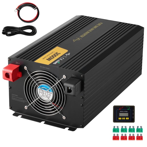 Invertteri, puhdas siniaalto 3000W 24V DC - 230V AC, 40.6x20.5x14.7 cm