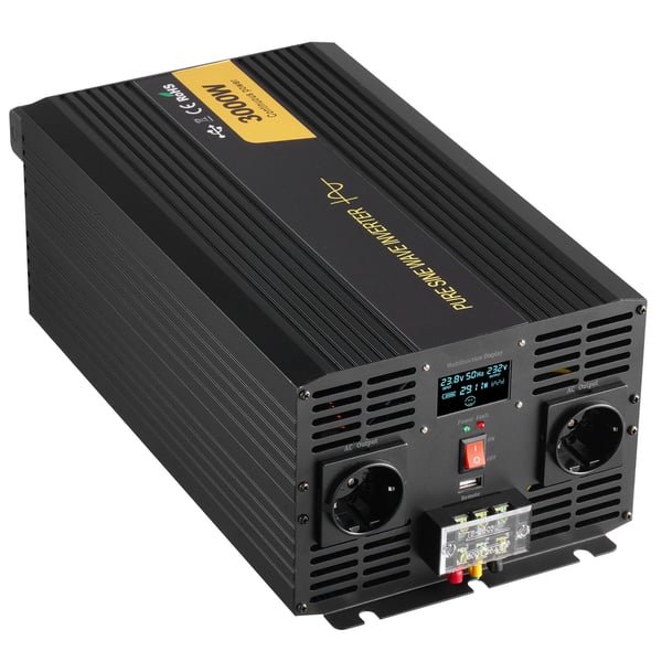 Invertteri, puhdas siniaalto 3000W 24V DC - 230V AC, 40.6x20.5x14.7 cm