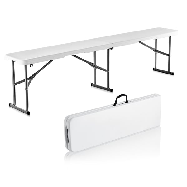 Sammenklappelig bænk, 182x28x43 cm, Hvid, HDPE
