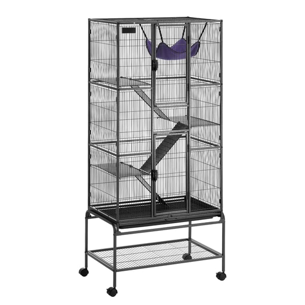Smådyrsbur, 75,5x45,5x175,5 cm, Sort, Metal