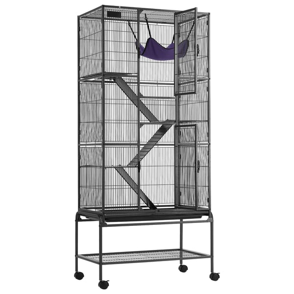 Smådyrsbur, 75,5x45,5x175,5 cm, Sort, Metal