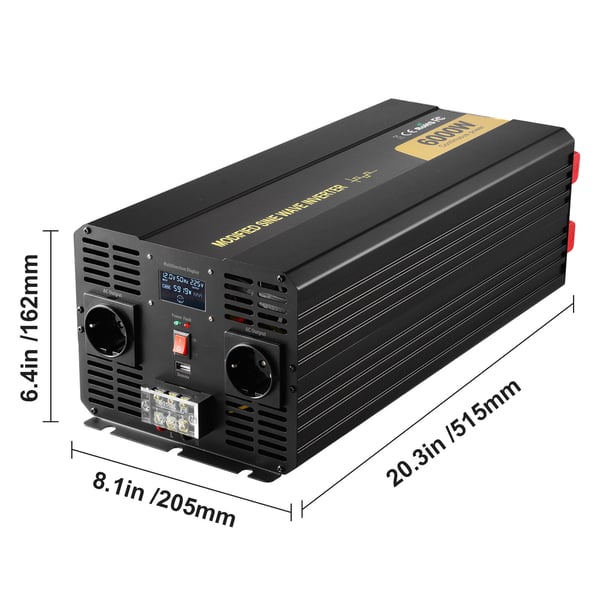 Virtamuunnin, 6000W, 51.5x20.5x16.2 cm, LCD-näyttö, alumiiniseos