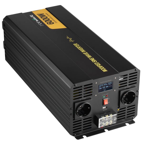 Virtamuunnin, 6000W, 51.5x20.5x16.2 cm, LCD-näyttö, alumiiniseos