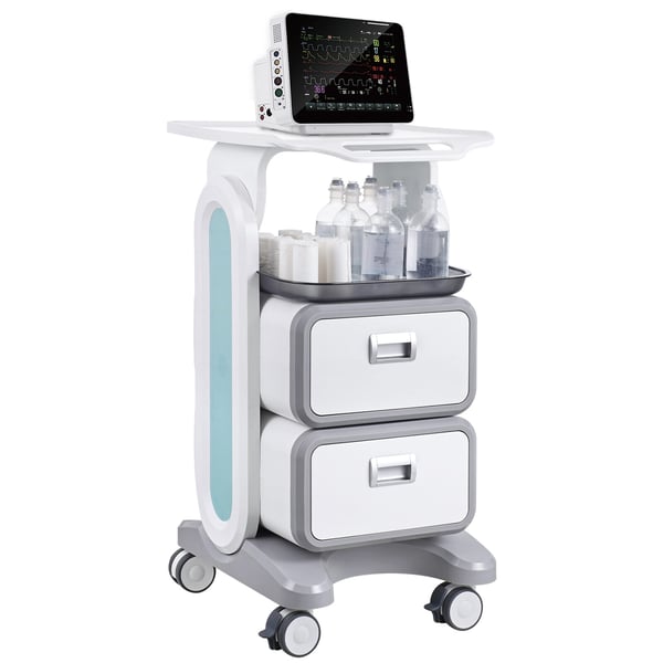 Laboratorievogn, 3 niveauer, 485x363x745 cm, hvid, ABS-materiale