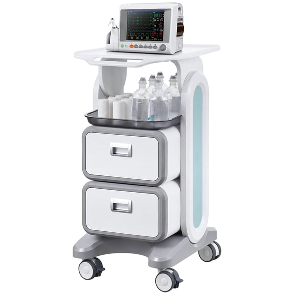 Laboratorievogn, 3 niveauer, 485x363x745 cm, hvid, ABS-materiale