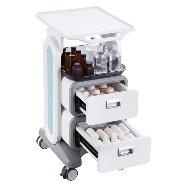 Laboratorievogn, 3 niveauer, 485x363x745 cm, hvid, ABS-materiale