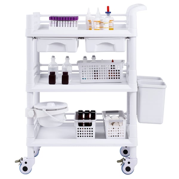 Laboratorievogn, 3 niveauer, 70,5x44,5x97 cm, hvid, opbevaring