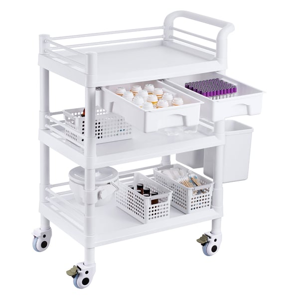 Laboratorievogn, 3 niveauer, 70,5x44,5x97 cm, hvid, opbevaring