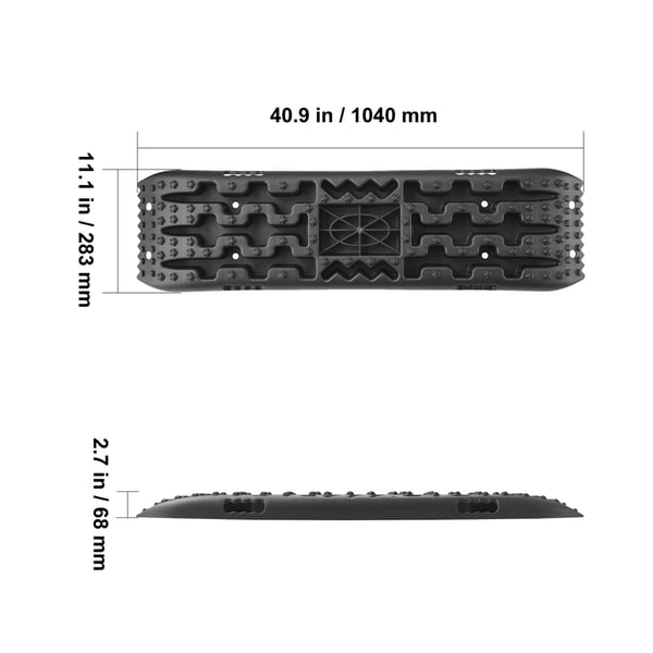Vetolevyt, 104x28.3x6.8 cm, musta, PP-materiaali