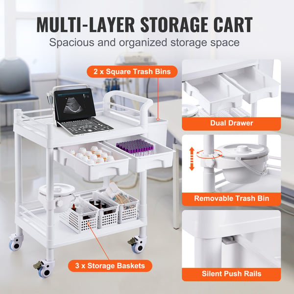 Laboratorievogn, 70,5x44,5x90 cm, Hvid, Opbevaring