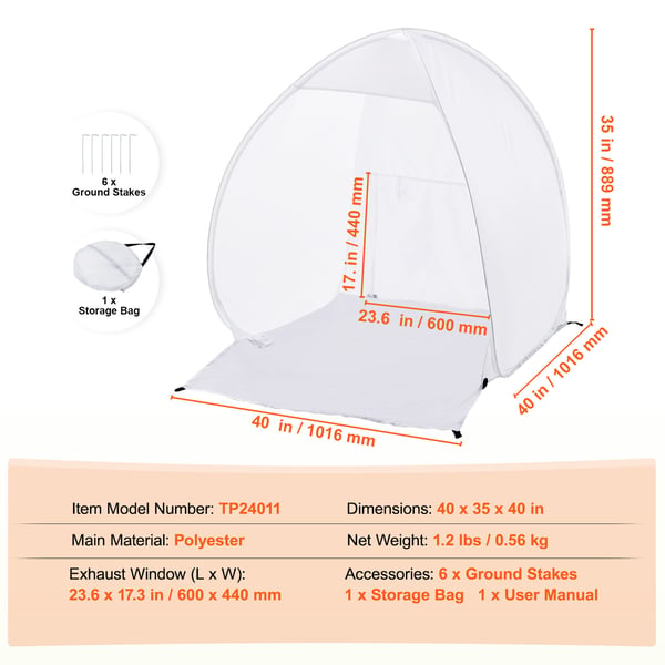 Spraymalingstelt, 101,6x88,9x101,6 cm, Bærbar, Pop-up, Polyester