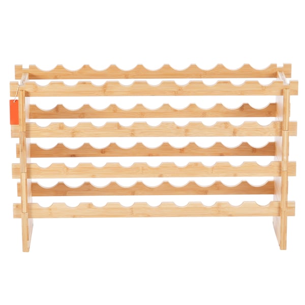 Viiniteline, 36 pullon pinottava 4-tasoinen, 85x25x52,5 cm, luonnollinen, bambupuinen säilytys
