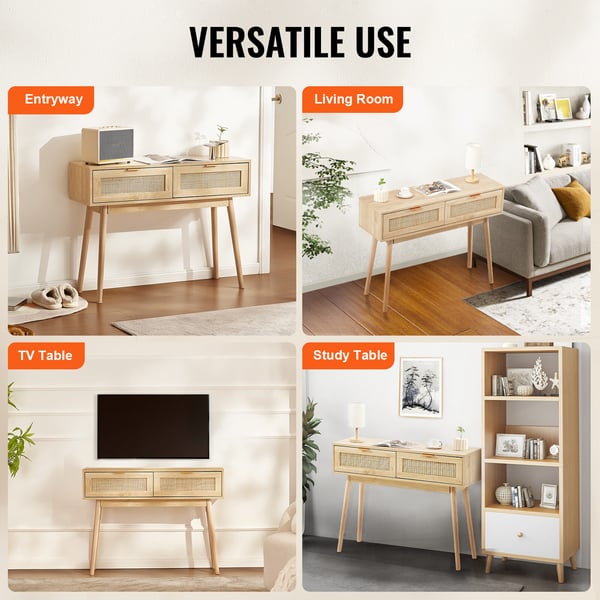 Konsolbord, 100x30x74,5 cm, Natur, Rattan