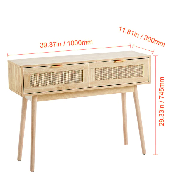 Konsolbord, 100x30x74,5 cm, Natur, Rattan