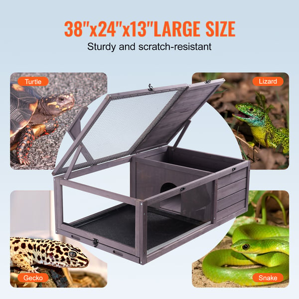 Skildpaddehabitat, 96,5x61x33 cm, Grå, Cedertræ