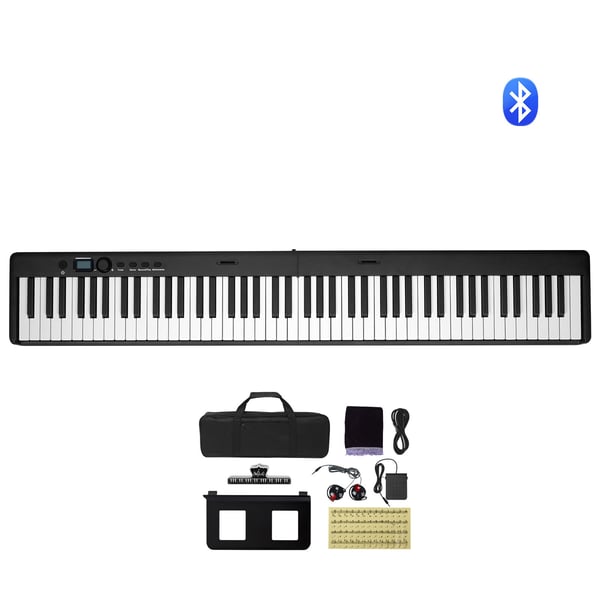 Digitaalinen piano, 88-koskettiminen taitettava koskettimisto, 126x26x83 cm, musta, kannettava