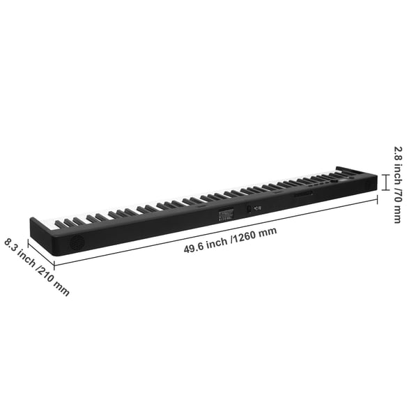 Digitaalipiano, 88-koskettiminen taitettava koskettimisto, 126x21x7 cm, musta, kannettava