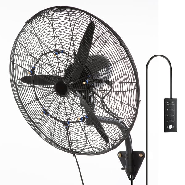 Mistfläkt, 61,6 cm oscillerande vattentät fläkt, svart, metall