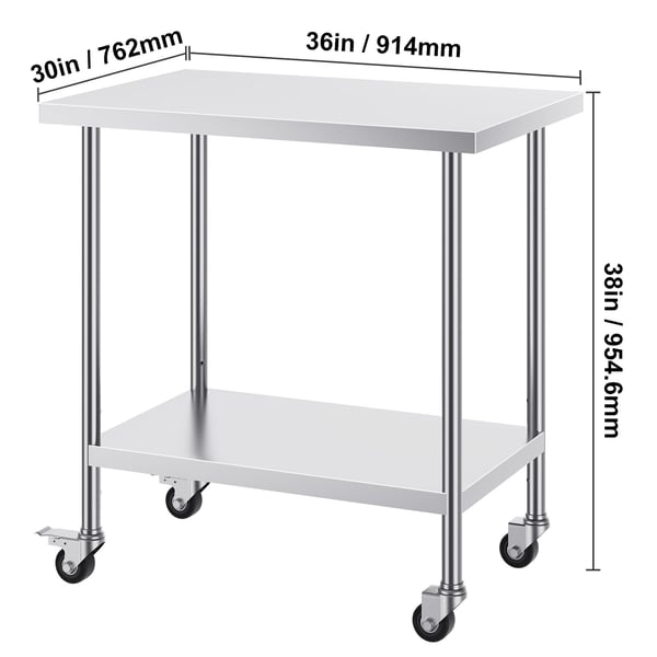 Arbetsbord, 76,2x45,7x95,5 cm, Silver, Rostfritt stål