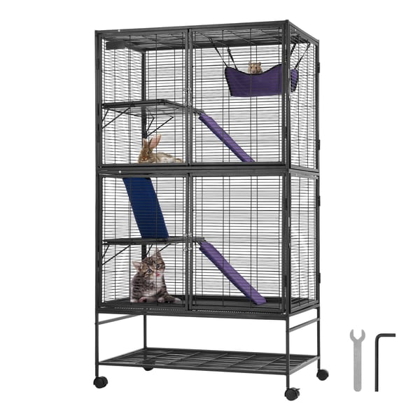 Smådyrsbur, 92x58x164 cm, Sort, Metal