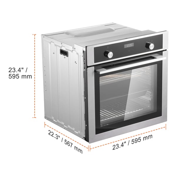 Vægovn, 76L elektrisk indbygget ovn, 59.5x56.7x59.5 cm, rustfrit stål