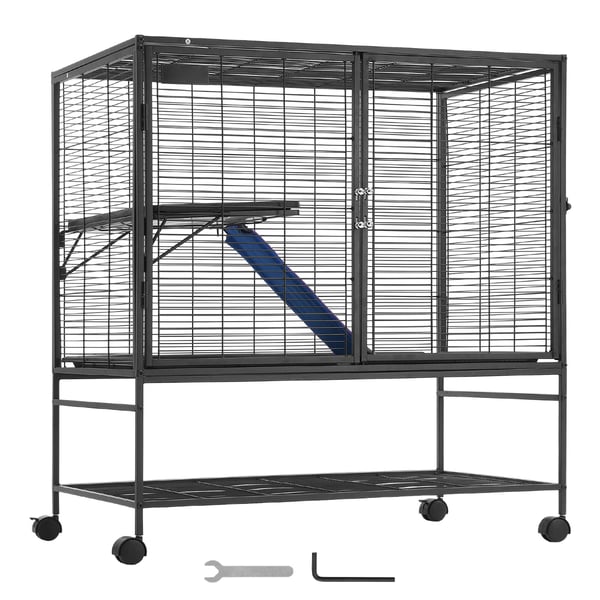 Smådyrsbur, 92x58x100 cm, Sort, Metal